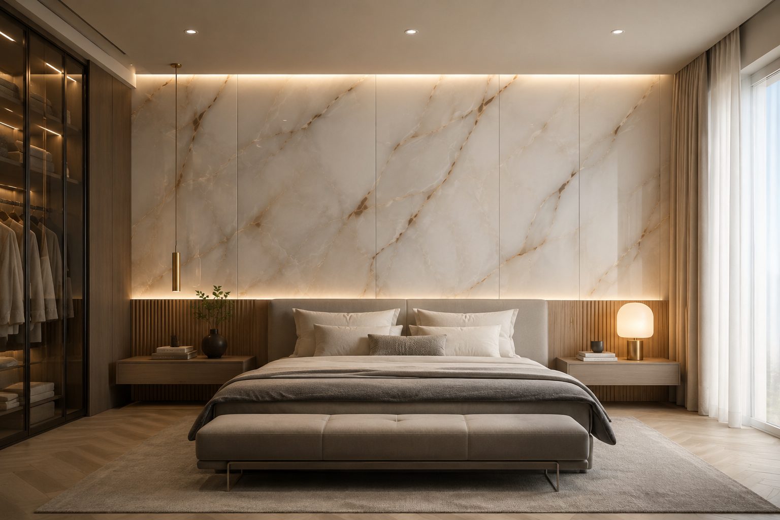 Quarto com placas flexíveis
